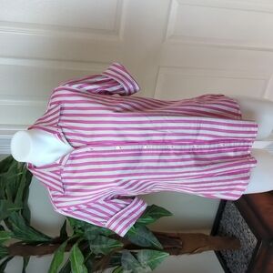 🐢Merona Women's Short Sleeve Striped Button Down Fitted Shirt Sz Sm